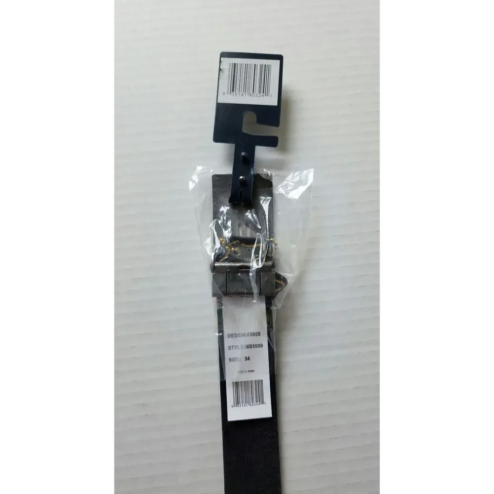 NWT Firenze Mens Black Leather Dress Belt Buckle Style #MB5000 Size 34